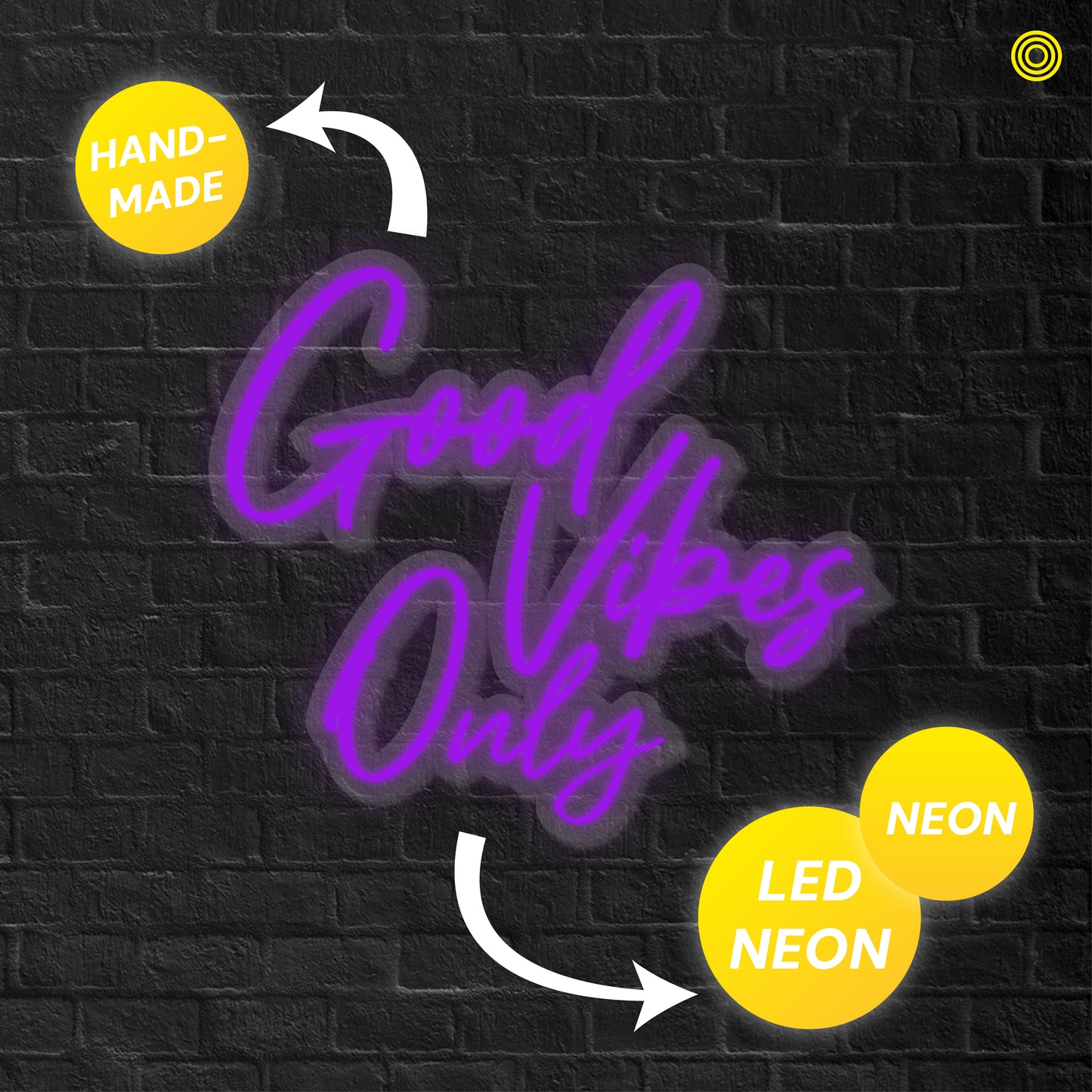 Good Vibes Only Neon-Schild mit modernem Design und energieeffizienter LED-Technologie, ideal für Wanddekoration und Events.