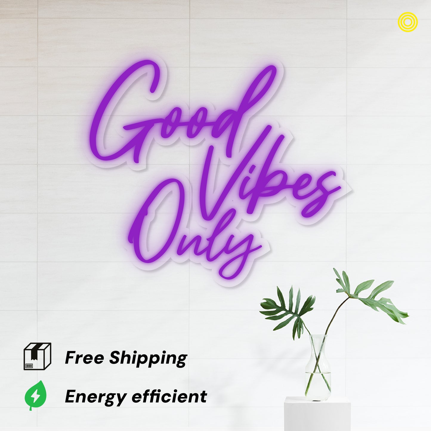 Good Vibes Only Neon-Schild mit modernem Design und energieeffizienter LED-Technologie, ideal für Wanddekoration und Events.